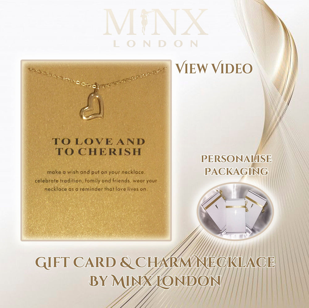 Gold heart Necklace & Pendant with Gift Card by Minx London (gold pendants, charm necklaces, valentines gift card, personalised gifts)