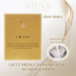 I Love You Necklace & Pendant with Gift Card by Minx London (Heart pendant, charms, lucky charm gift card, personalised)