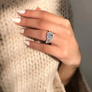 
            
                Load image into Gallery viewer, Diamond Ring | Womens Engagement Ring | Engagement Rings | Womens Rings | Emerald Engagement Ring | Womens Emerald Rings | Baguette Ring
            
        