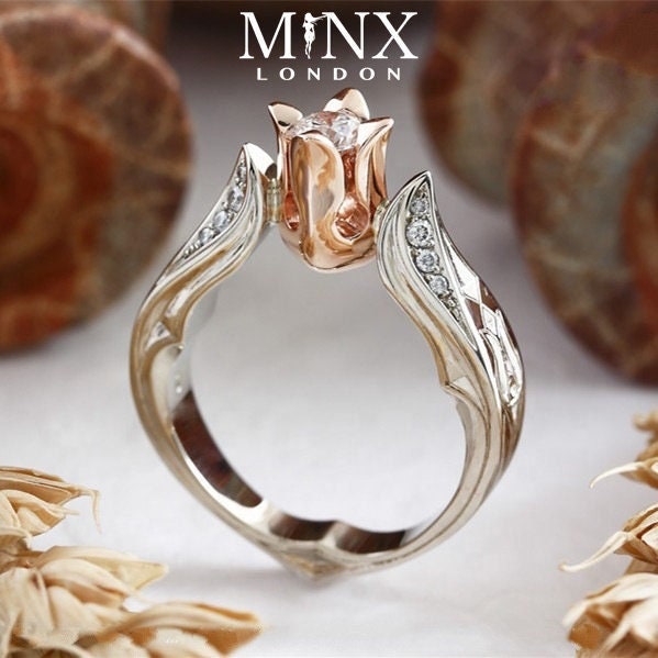 Rose Gold ring | Rose Shape Ring | Rose Ring | Rose Gold and Silver Ring | Flower Ring | Womens Rose Gold Ring | Womens Flower Shape Ring