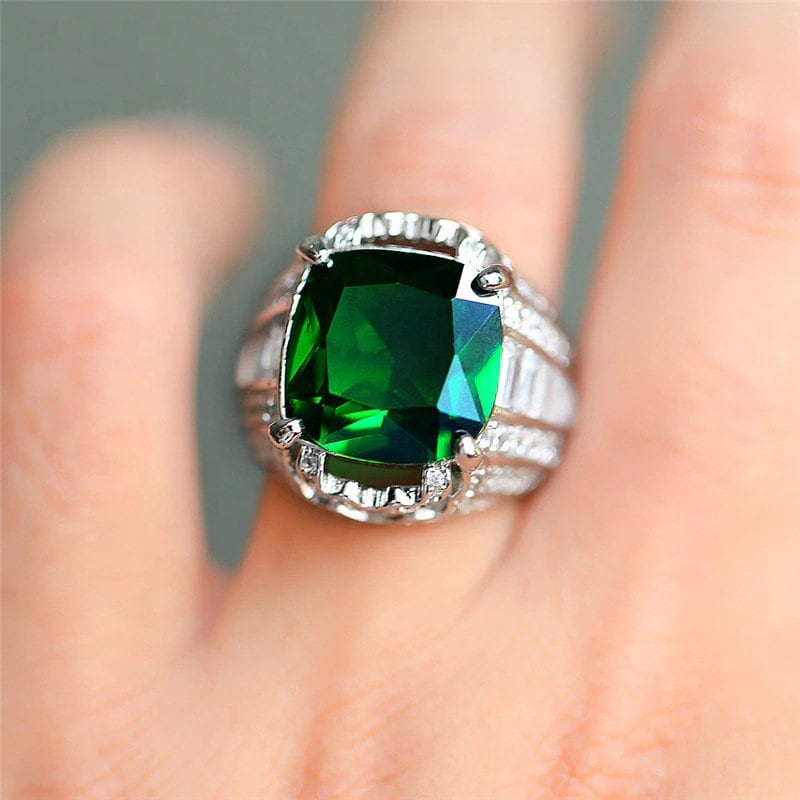 Green Diamond Ring | Emerald Green Diamond Ring | Iced Out Ring | Green Engagement Ring | Green Engagement Ring | Big Diamond Ring