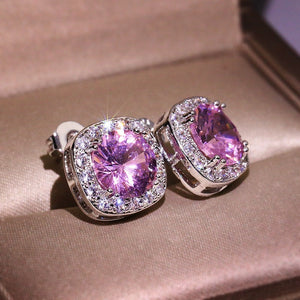 Diamond Earrings | Diamond Ear Studs | Womens Ruby Earrings | Earrings with Diamonds | Pink Diamond Earrings | Blue Diamond Earrings
