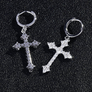 Mens Cross Earrings | Cross Earrings Men | Diamond Earrings | Dangle Earrings | Cross Earrings | Cross Dangle Earrings | Iced Out Earrings