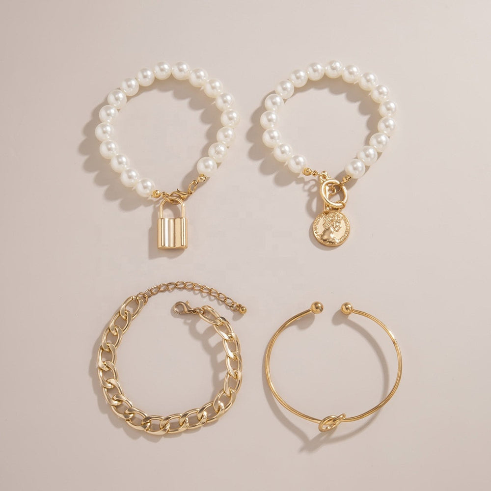 Pearl Bracelets | Womens Pearl Bracelet Pack | Pearl Bracelet for Women | Gold Pearl Bracelet | Pearl Bracelet with Gold | Charm Bracelet