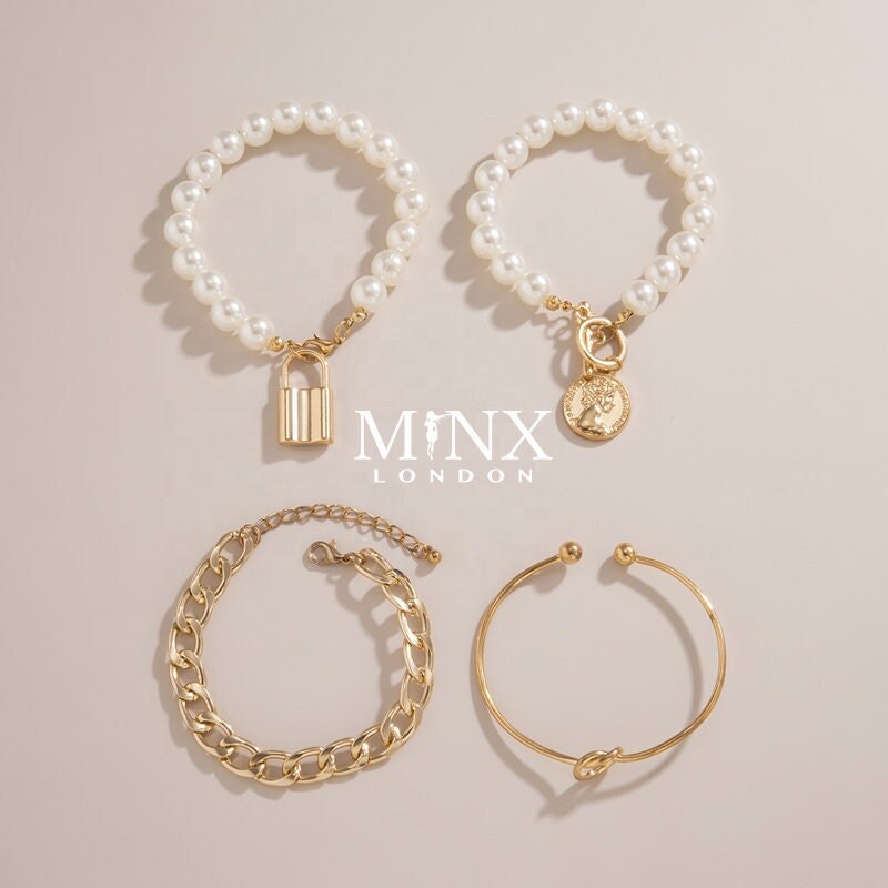 Pearl Bracelets | Womens Pearl Bracelet Pack | Pearl Bracelet for Women | Gold Pearl Bracelet | Pearl Bracelet with Gold | Charm Bracelet