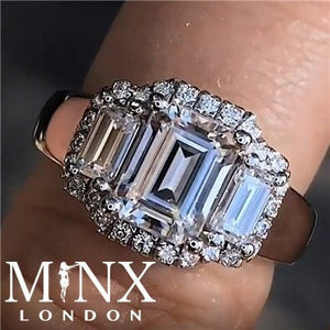 Three Stone Ring | Big Diamond Ring | Womens Engagement Ring | Engagement Rings | Womens Rings | Emerald Engagement Ring | Baguette Ring