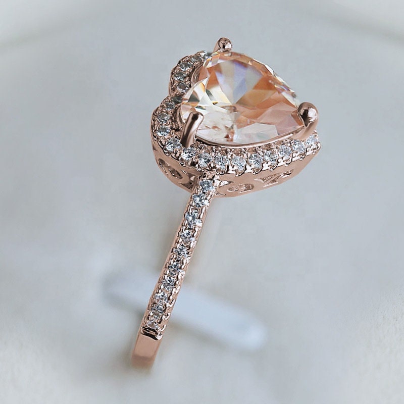 Heart Ring | Heart Shaped Ring | Heart Shape Ring | Diamond Heart Ring | Womens Rose Gold Ring | Engagement Ring | Rose Gold Diamond Ring