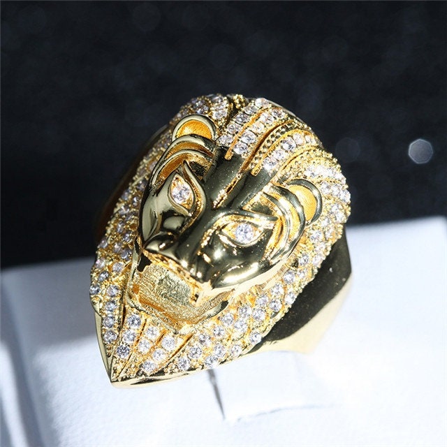 Iced out ring | Lion Ring | Diamond Lion Ring | Leo ring | Lion rings | Iced Out Lion Ring | Sphinx ring | Mens Gold Ring | Big Gold Ring