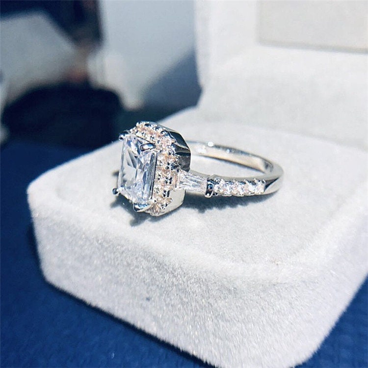 Diamond Ring | Womens Engagement Ring | Engagement Rings | Womens Rings | Emerald Engagement Ring | Womens Emerald Rings | Baguette Ring