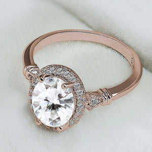 
            
                Load image into Gallery viewer, Rose Gold ring | Oval Diamond Shape Ring | Rose Gold Round Diamond ring | Rose Gold Ring with Diamonds | Womens Rose Gold Ring | Halo Ring
            
        
