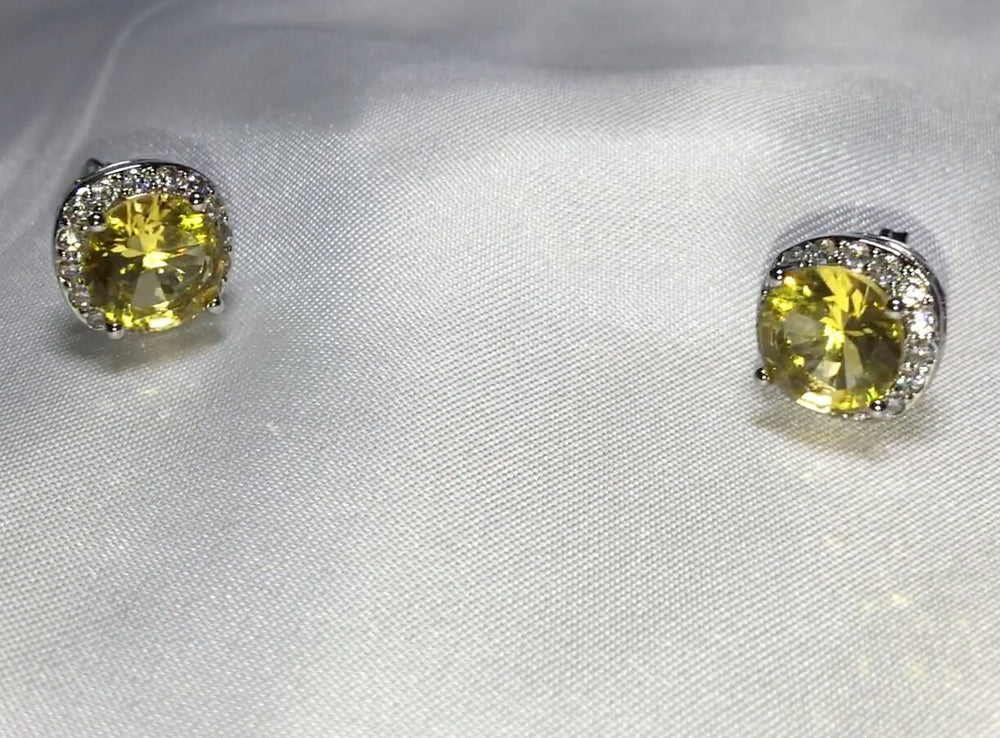 Yellow Diamond Earrings | Womens Earrings | Canary Yellow Earrings | Yellow Diamond Ear Studs | Stud Earrings | Diamond Ear Studs