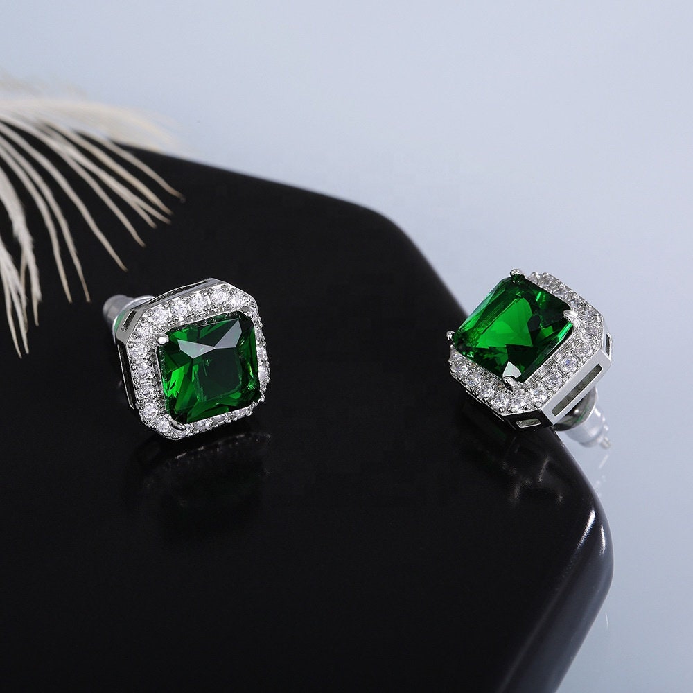 Green Diamond Earrings | Green Diamond Ear Studs | Ear Studs