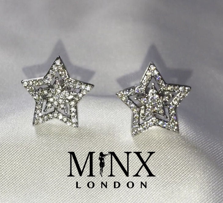 Diamond Earrings | Star Shape Earrings | Star Ear Studs | Star earrings with Diamonds | Iced Out Earrings | Womens Diamond Earrings