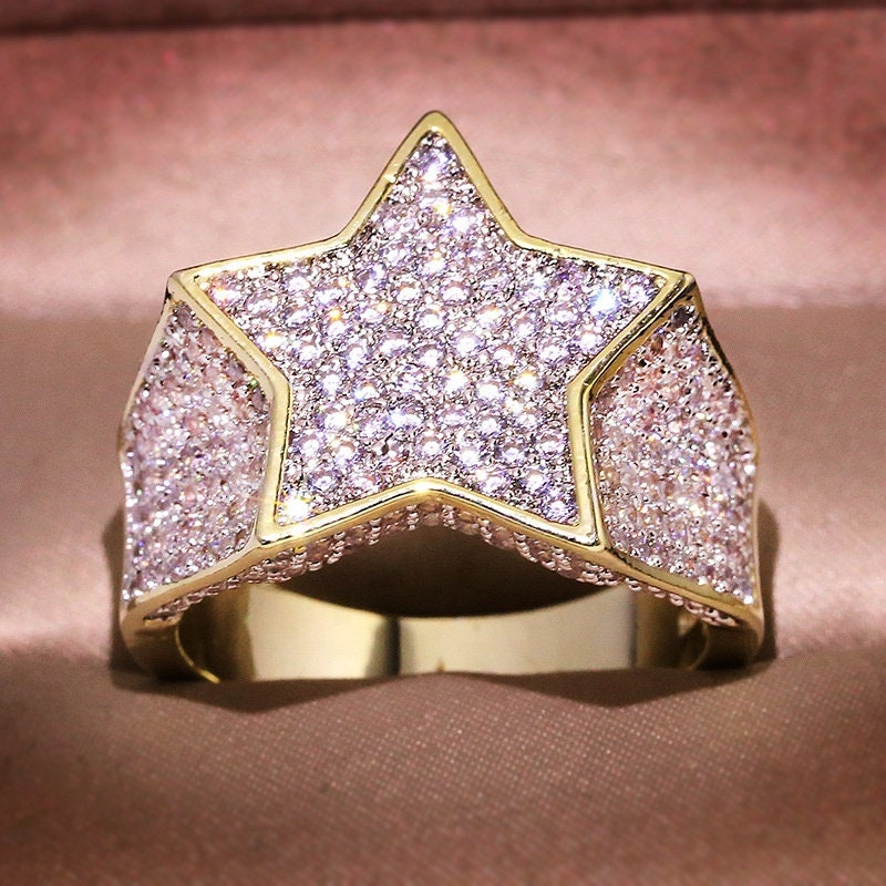 Iced out ring | Star Ring | Diamond Star Ring | Star Shaped ring | star rings | Iced Out Star Ring | Big ring | Fashion Ring | Pinky Ring