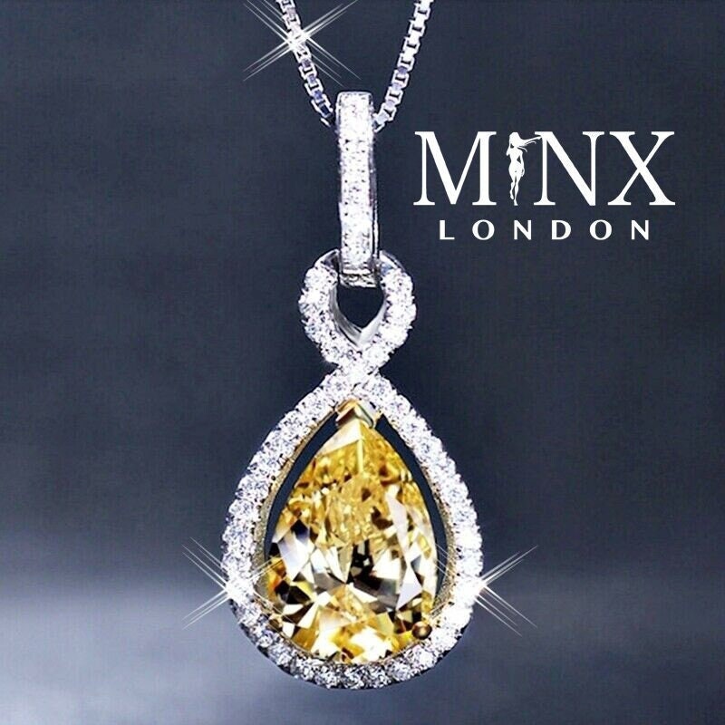 Yellow Diamond Necklace | Womens Diamond Necklace | Teardrop Necklace | Pear Shape Necklace | Womens Charm Necklace | Teardrop Pendant