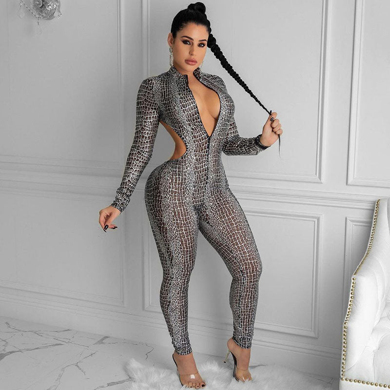 
            
                Load image into Gallery viewer, Womens Jumpsuit | Sexy Bodysuit | Womens Bodysuit | See Through Bodysuit | Womens Catsuit | See Through Jumpsuit | Snake Skin Jumpsuit
            
        