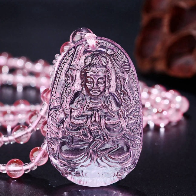 Jade Necklace | Pink Jade Necklace | Buddha Pendant | Buddha Necklace | Beaded Necklace | Buddhism Necklace | Pink Jade Pendant Charm