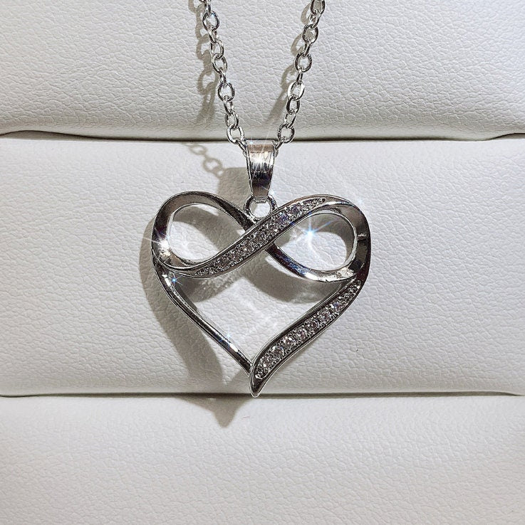 Diamond Heart Necklace | Womens Diamond Necklace | Heart Necklace with Diamonds | Heart Pendant  | Heart Necklace Silver | Heart Pendant