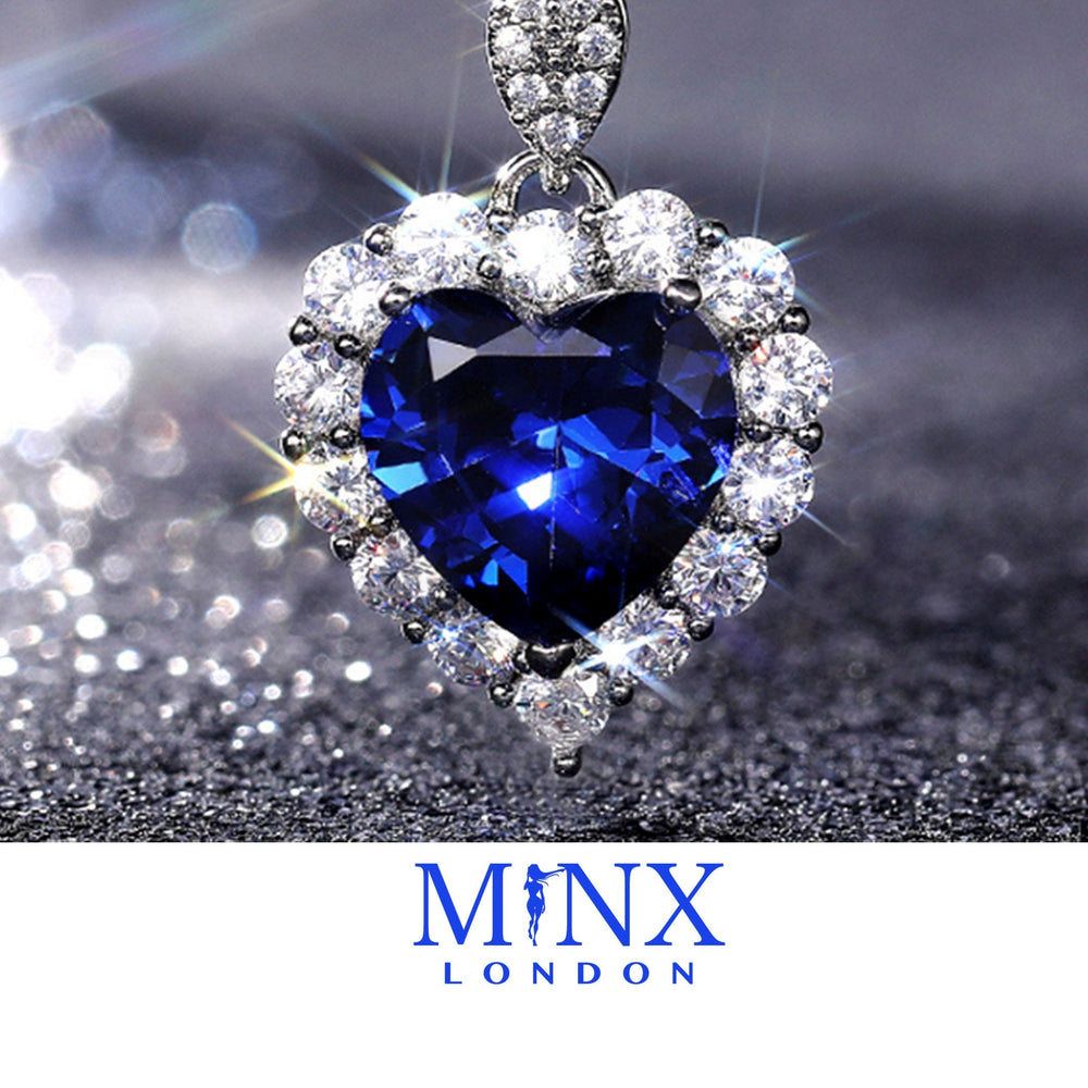 Sapphire Blue Diamond Heart Necklace | Womens Diamond Necklace | Sapphire Blue Diamond Necklace | Blue Diamond Pendant  | Heart Necklace