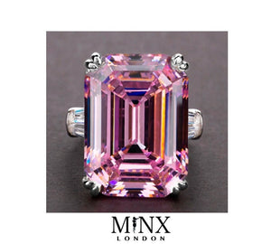 Emerald Ring | Pink Diamond Ring | Engagement Ring Diamond | Baguette Ring | Emerald Engagement Rings | Big Diamond Ring Womens | Big Carat