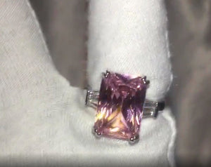Emerald Ring | Pink Diamond Ring | Engagement Ring Diamond | Baguette Ring | Emerald Engagement Rings | Big Diamond Ring Womens | Big Carat