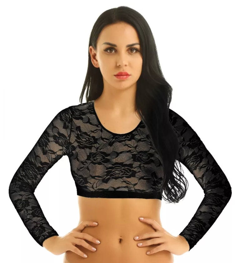 Womens Crop Top | See Through Crop Top | Sheer Crop Top | Sexy Crop Top | Sheer Bra | See Through Bra | Sexy Cami | Lace Crop Top | Lace Bra