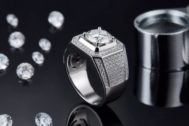 Mens Wedding Ring | Moissanite Ring | Mens Moissanite Ring – Minx London