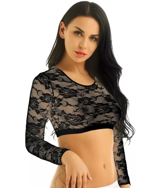 Womens Crop Top | See Through Crop Top | Sheer Crop Top | Sexy Crop Top | Sheer Bra | See Through Bra | Sexy Cami | Lace Crop Top | Lace Bra