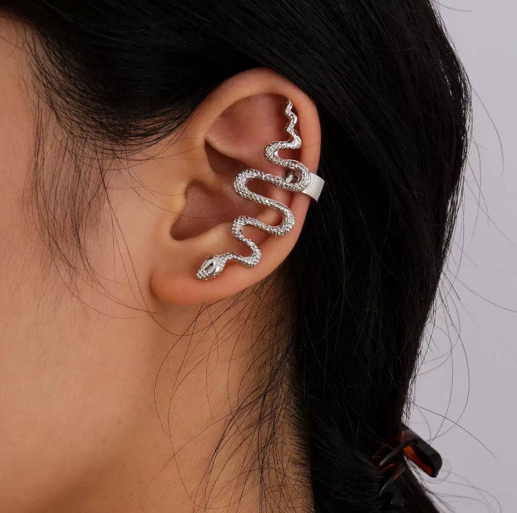 Snake Earrings | Cuff Earrings | Womens Snake Earrings | Gold Snake Earrings | Silver Snake Earrings | Big Earrings | Snake Earrings Cuff