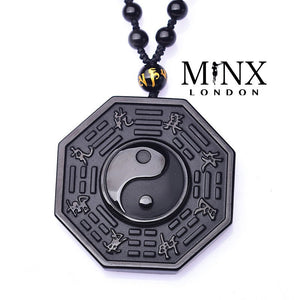 Yin and Yang Pendant | Feng Shui Necklace | Yin and Yang Necklace | Obsidian Necklace | Obsidian Pendant | Black Beaded Necklace | Yin Yang