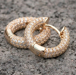 Iced Out Earrings | Diamond Earrings | Rose Gold Earrings | Womens Earrings | Mens Earrings | Diamond Hoop Earrings | Hip Hop Earrings
