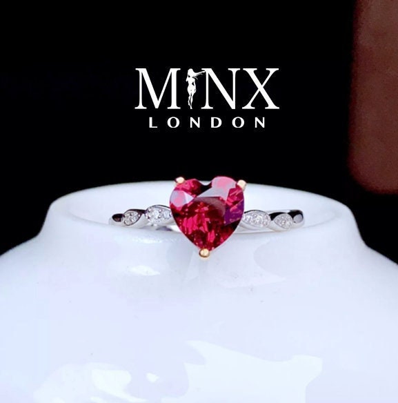 Heart Ring | Red Diamond Heart Ring | Heart Shape Ring | Diamond Heart Ring | Womens Red Diamond Ring | Engagement Ring | Red Diamond Ring
