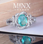 Aquamarine Ring | Aquamarine Diamond Ring | Aquamarine with Diamond Ring |  Green Diamond Ring | Blue Diamond Ring | Turquoise Ring