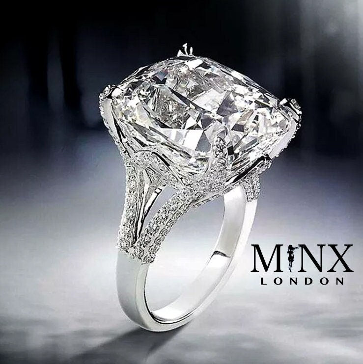 Big Carat Engagement Ring | Womens Big Diamond Ring | Womens Engagement Ring | Asscher Rings | Womens Wedding Ring | Womens Big Rings