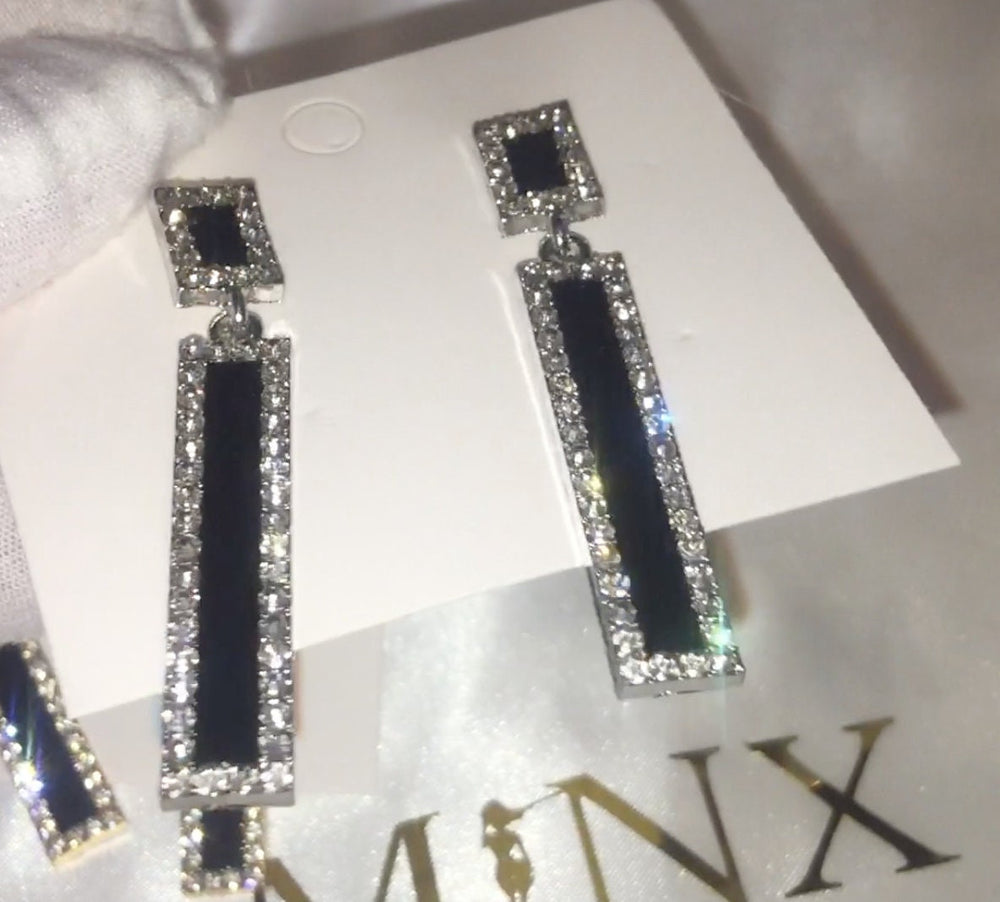 Diamond Earrings | Womens Diamond Earrings | Dangle Earrings | Diamond Dangle Earrings | Black and Gold Earrings | Drop Earrings | Earrings