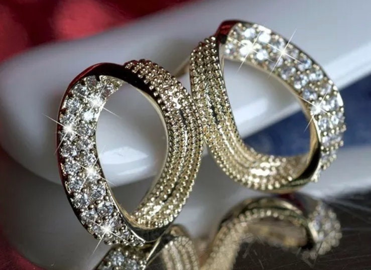 Diamond Hoop Earrings | Hoop Earrings | Womens Diamond Earrings | Silver Hoop Earrings with Diamonds | Rose Gold Hoop Earrings | Earrings