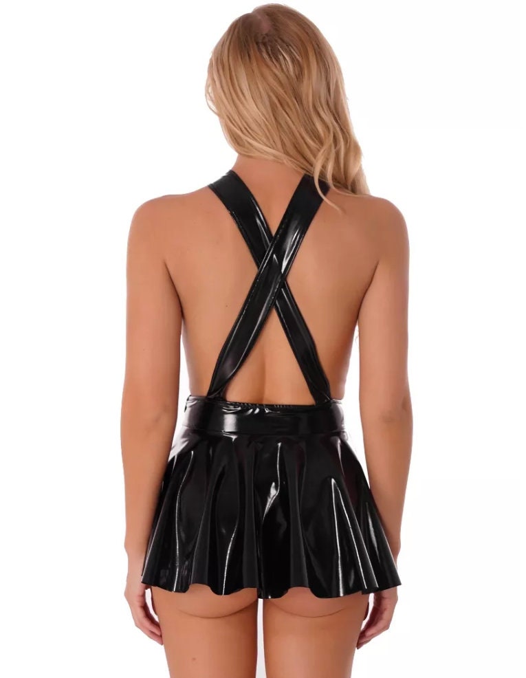 
            
                Load image into Gallery viewer, Leather Dress | Womens Leather Dress | Pleated Dress | Sexy Leather Dress
            
        