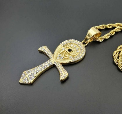 Ankh Necklace | Ankh Pendant | Iced Out Ankh | Egyptian Eye Pendant | Ankh necklaces | Eye of Horus Pendant | Ankh Pendants | Evil Eye Chain