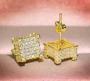 Iced Out Earrings | Gold Diamond Earrings | Womens Earrings | Diamond Ear Studs | Mens Gold Diamond Stud Earrings | Mens Diamond Ear Studs