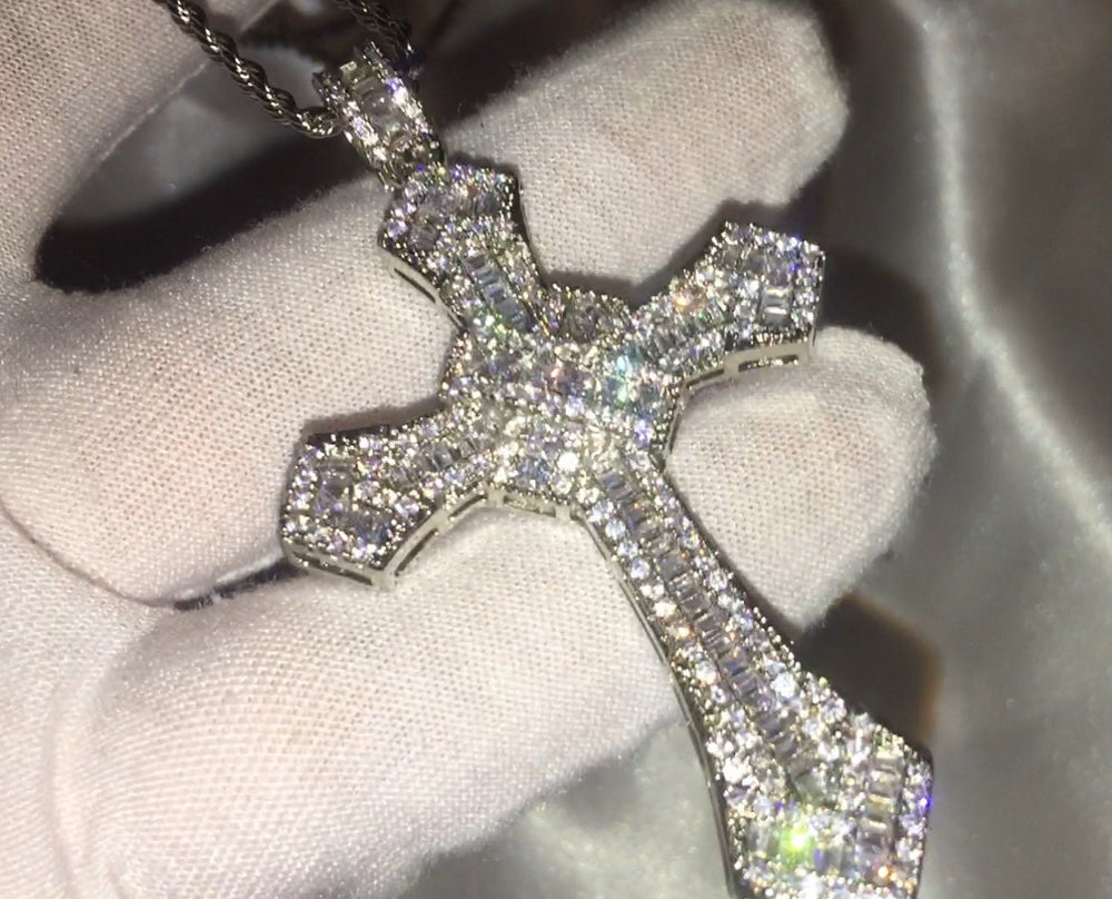 Iced Out Cross | Big Cross Necklace | Cross Necklace for Men | Iced Out Chain | Cross Chains | Cross Pendant | Diamond Cross Chain | Chain