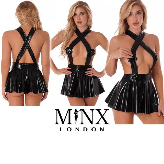 
            
                Load image into Gallery viewer, Leather Dress | Womens Leather Dress | Pleated Dress | Sexy Leather Dress
            
        