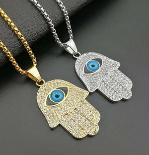 Hamsa Pendant | Hamsa Pendant Gold | Hamsa Necklace | Diamond Hamsa Pendant | Evil Eye Pendant | Turkish Eye Pendant |  Evil Eye Necklace