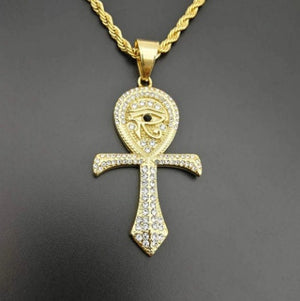 Ankh Necklace | Ankh Pendant | Iced Out Ankh | Egyptian Eye Pendant | Ankh necklaces | Eye of Horus Pendant | Ankh Pendants | Evil Eye Chain