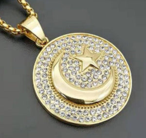 Islam Pendant | Crescent Moon Necklace | Star Pendant | Diamond Moon Pendant | Muslim Pendant | Islam Necklaces |  Islam Gift | Muslim Gift