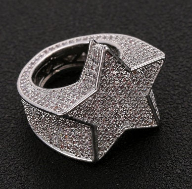 Iced out ring | Star Ring | Diamond Star Ring | Mens Iced Out Ring | Star Shaped ring | Star Rings | Iced Out Star Ring | Big Diamond Ring