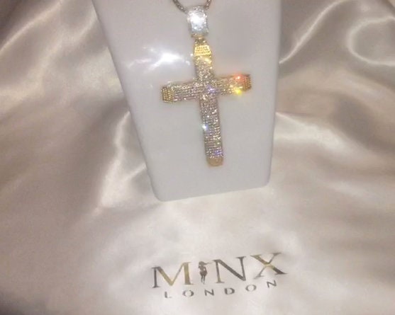 KIKICHIC | NYC | Large CZ Diamond Cross Necklace 14k Gold, Silver.