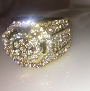 Mens Gold Ring | Big Gold Ring | Diamond Ring for Men | Mens Ring | Mens Iced Ring | Iced Out Ring | Mens Engagement Ring | Big Diamond Ring