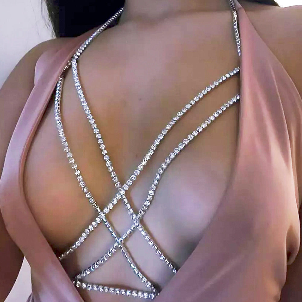 Body Chain | Body Jewelry | Diamond Bra | Nipple Chain | Diamond Bikini | Burlesque Clothing | Festival Outfit | Body Jewellery | sexy bra