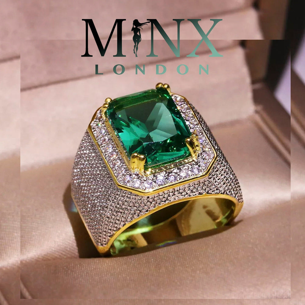 1 Carat Fancy Green Diamond Engagement Ring 14k Yellow Gold
