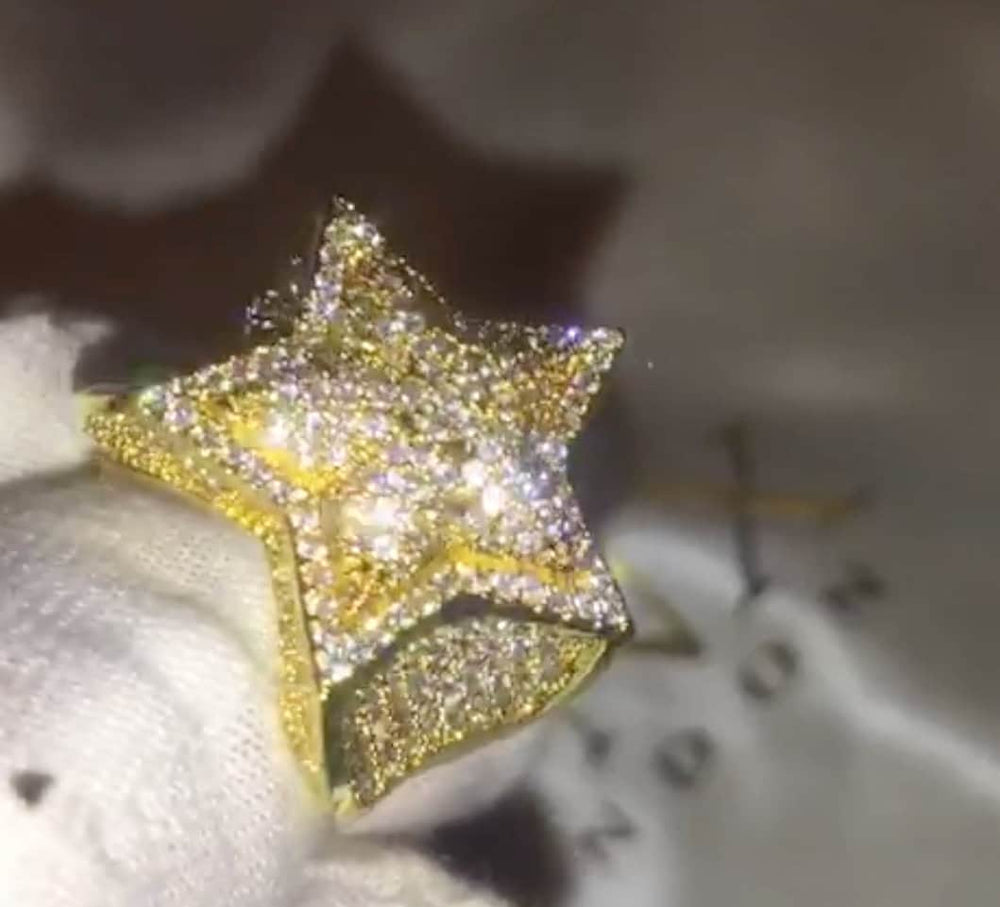 Iced Out Star Ring | Star Ring | Diamond Star Ring | Star Shaped ring | Iced Out Star Ring | Gold Iced Out Star Ring | Big Star Ring